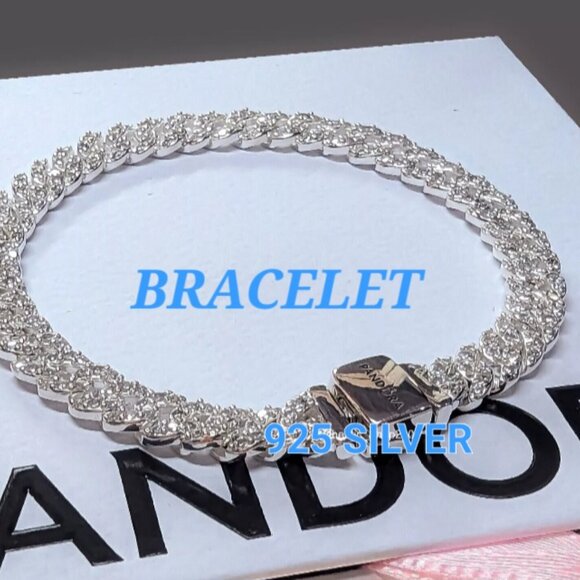 PANDORA TIMELESS PAVE CUBAN CHAIN BRACELET! NEW IN THE BOX! - Picture 7 of 16